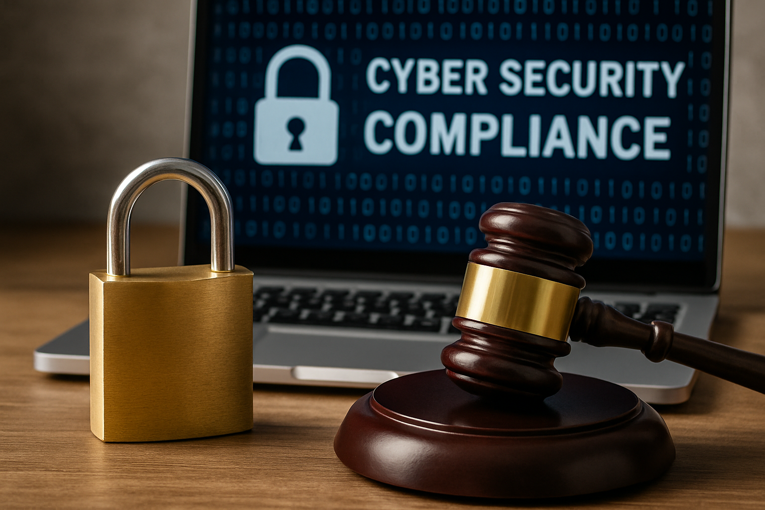 photographic Create a photo representing cyber security compliance with data  a lock and a gavel-1