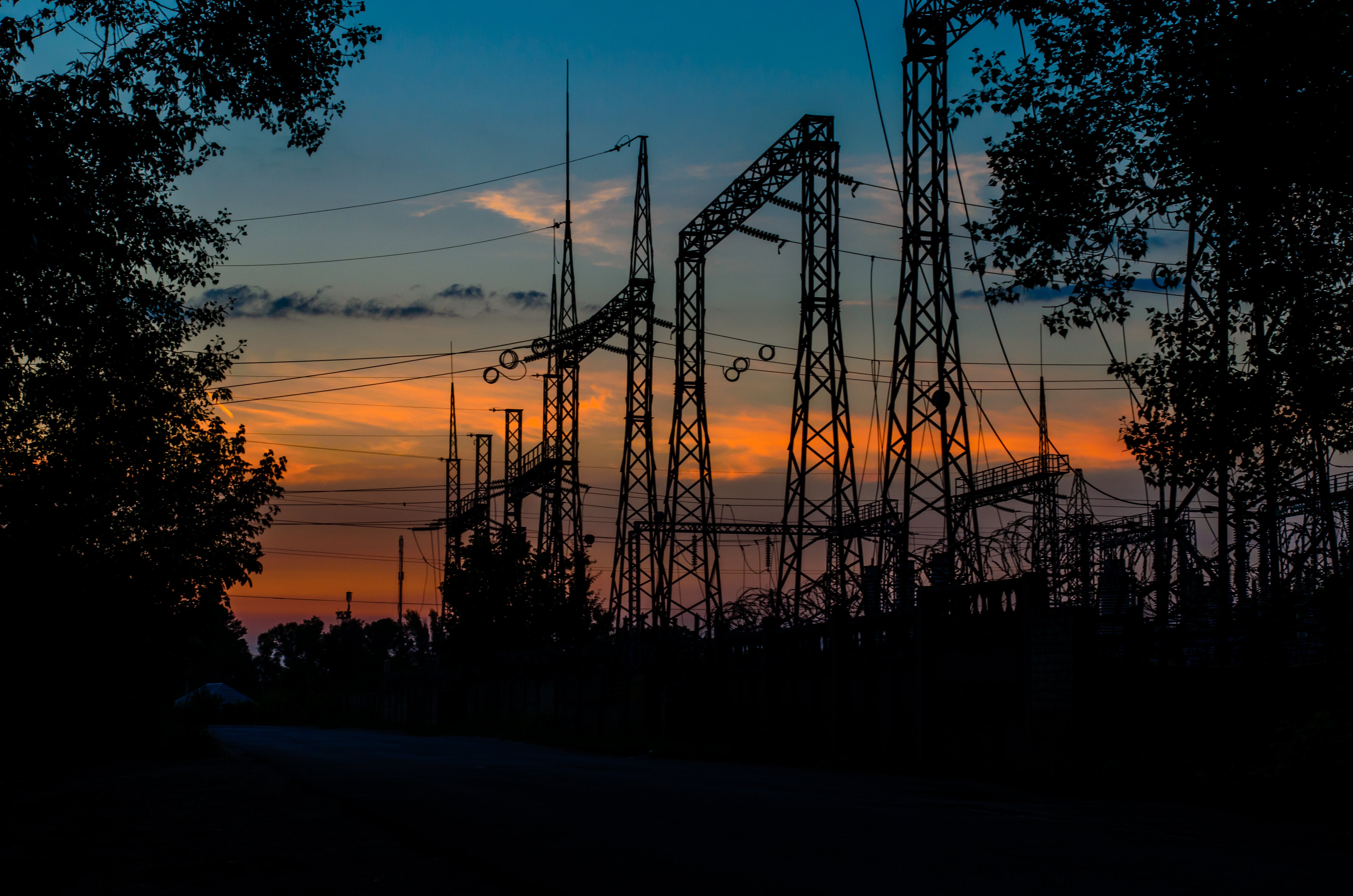 A power station in the dark to signify a power outage.